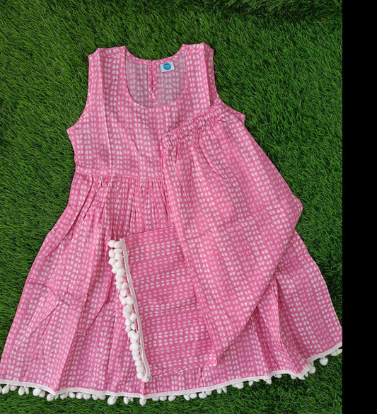 Pure Cotton Palazzo Set for Girls | Pink Printed