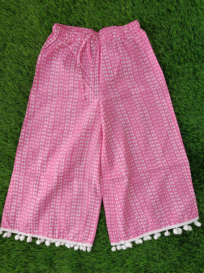 Pure Cotton Palazzo Set for Girls | Pink Printed