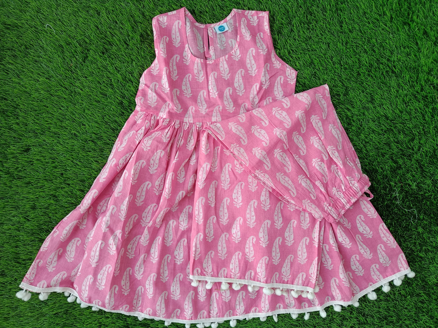 Pure Cotton Palazzo Set for Girls | Pink Printed 2