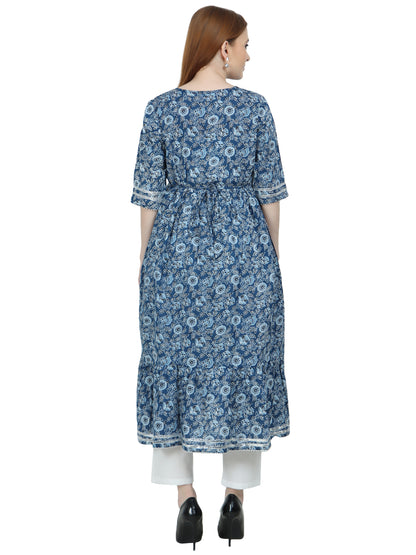 Maternity and Feeding Kurta Set | Pure Cotton |  Blue