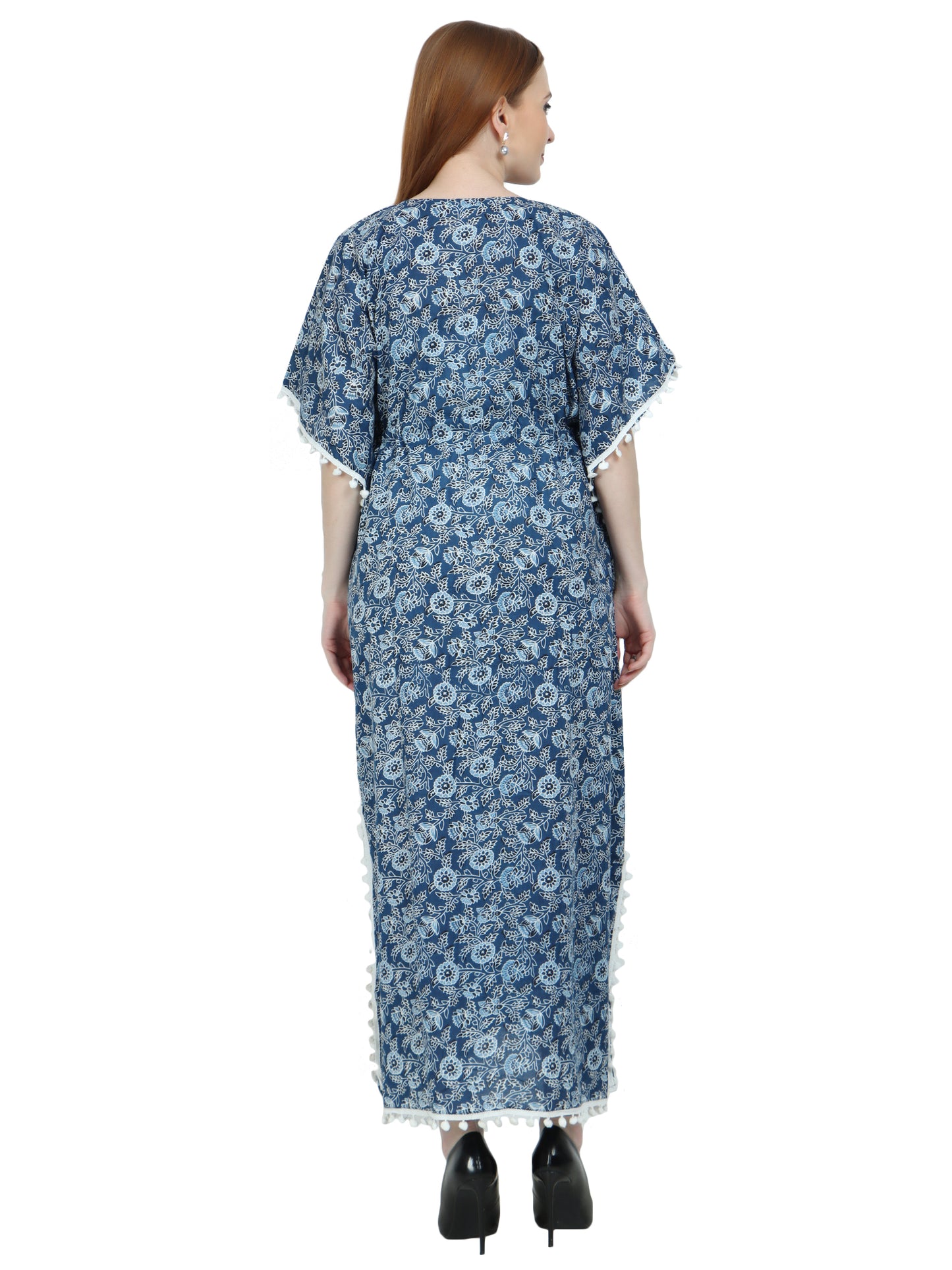 Maternity and Feeding Kaftan Full Length | Pure Cotton |  Blue
