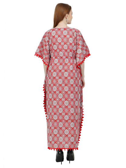 Maternity and Feeding Kaftan Full Length | Pure Cotton |  Red