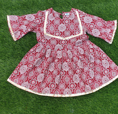 Pure Cotton Sharara Set for Girls | Red