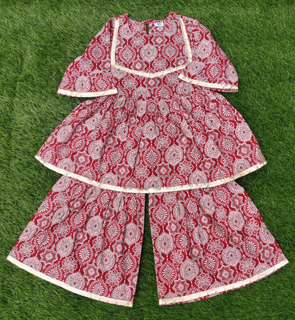 Pure Cotton Sharara Set for Girls | Red