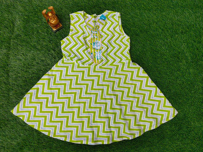 Pure Cotton Ethnic Jacket Set for Girls | Green