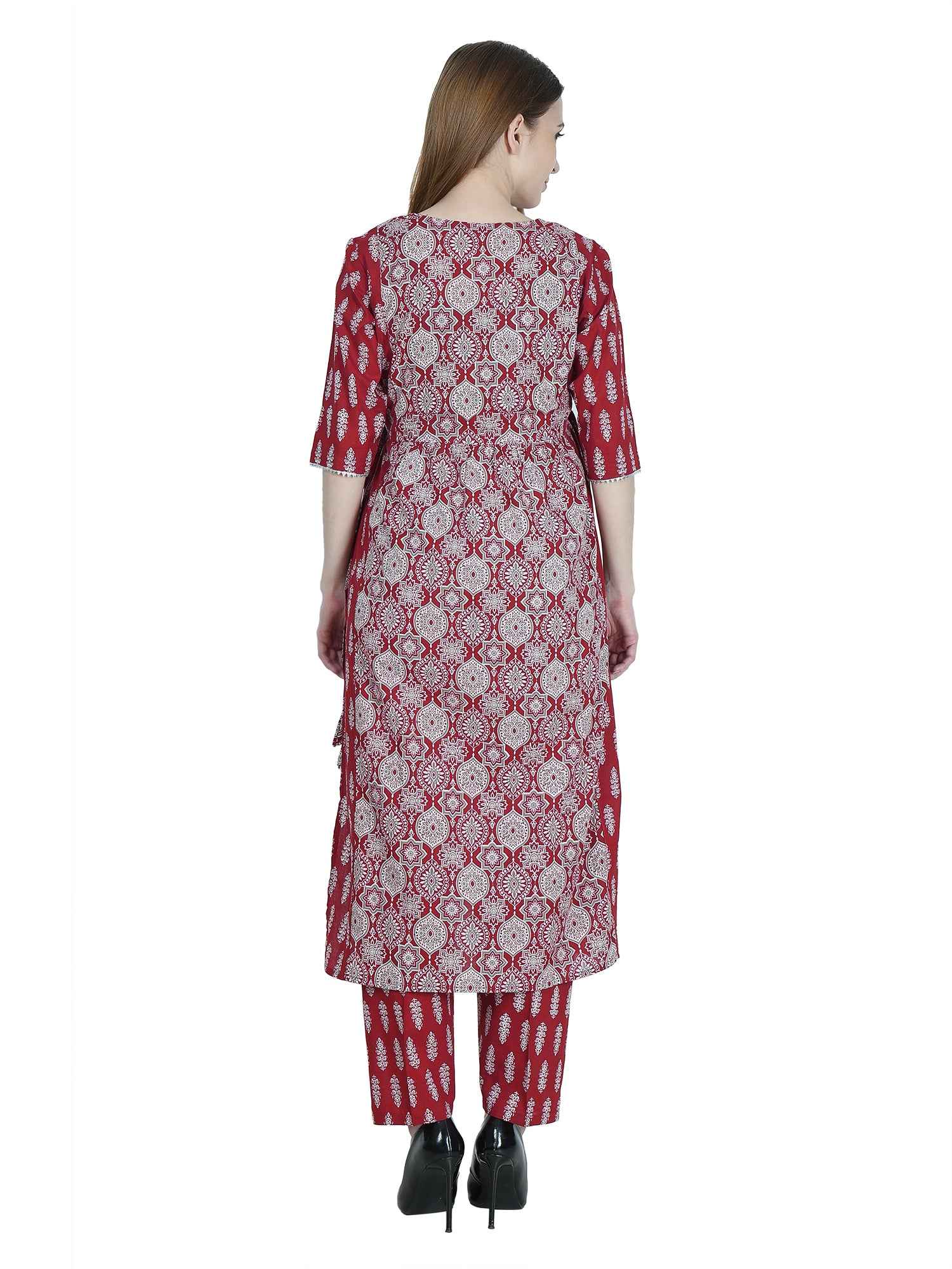 Maternity and Feeding Kurta Set | Pure Cotton | Maroon