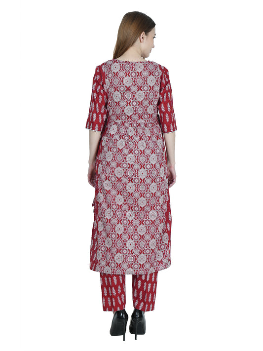 Maternity-Feeding-KurtaSet-PureCotton-Maroon