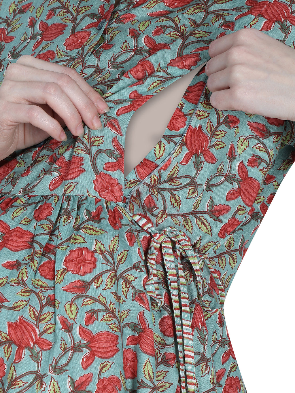 Multicolor-Floral-PureCotton-Maternity-Feeding-KurtaSet