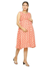 Peach Shirt Pattern Cotton Maternity and Feeding Dress - Moms Ever