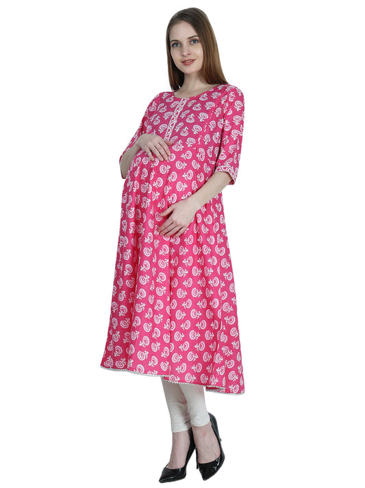 Pink-PureCotton-Maternity-Feeding-Kurti