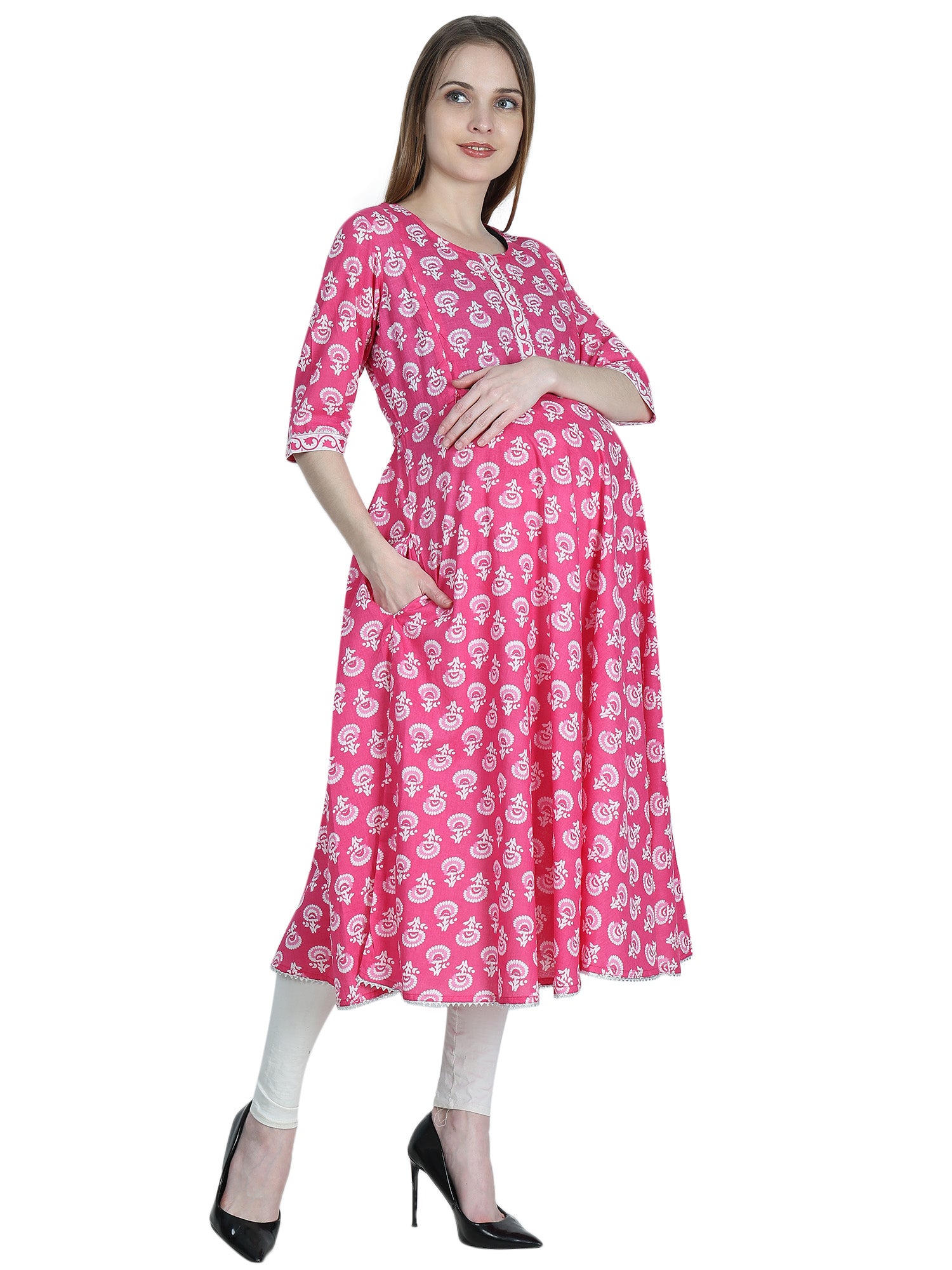 Pink-PureCotton-Maternity-Feeding-Kurti
