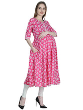Pink Pure Cotton Maternity and Feeding Kurti