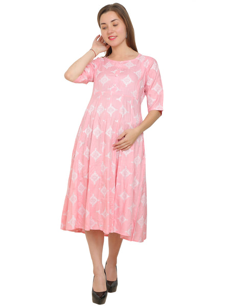 Pink-Rayon-Maternity-Feeding-Kurti