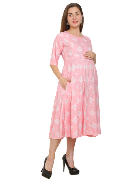 Pink-Rayon-Maternity-Feeding-Kurti