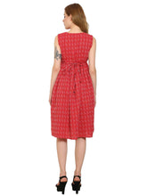 Red Fit and Flare Cotton Maternity and Feeding Dress - Moms Ever