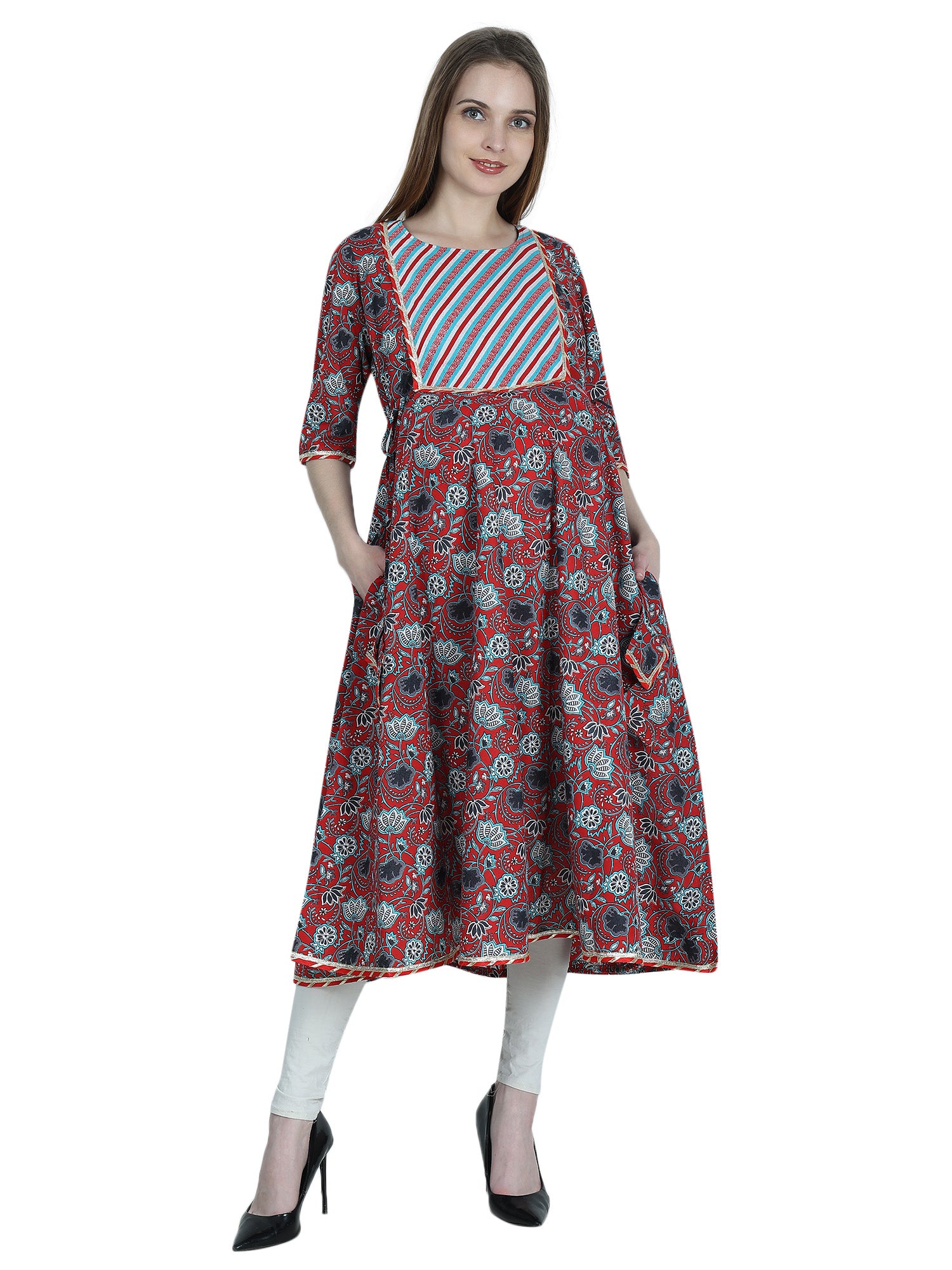 Red-PureCotton-Maternity-Feeding Kurti