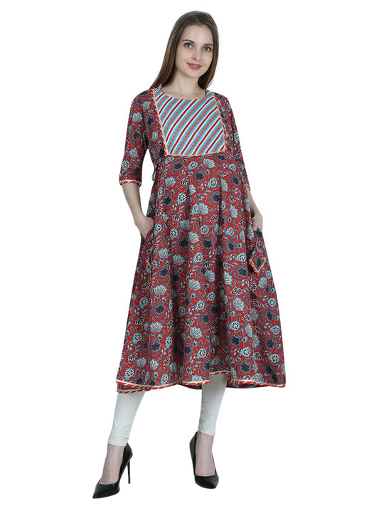 Red-PureCotton-Maternity-Feeding Kurti