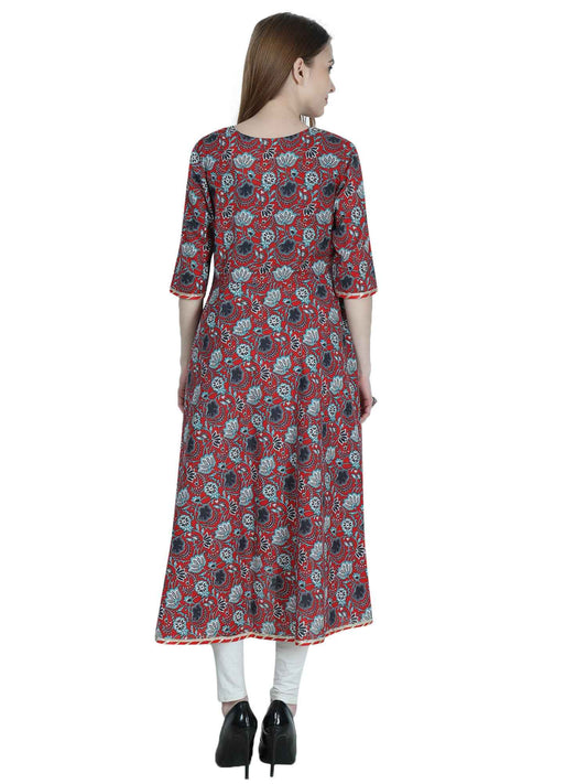 Red Pure Cotton Maternity and Feeding Kurti