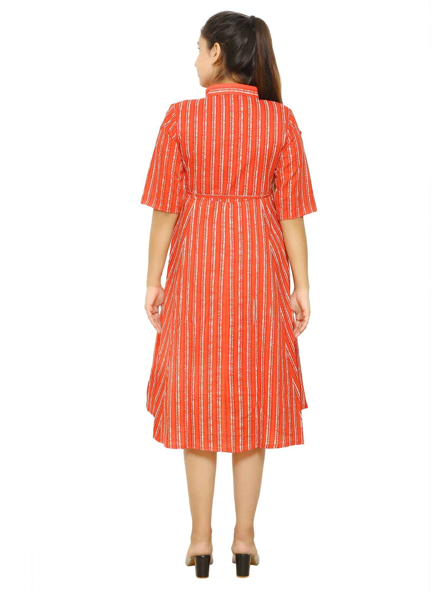 Red Shirt Pattern Cotton Maternity and Feeding Dress - Moms Ever