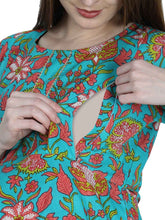 Teal Pure Cotton Maternity and Feeding Kurti