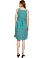 Teal Summer Cotton Maternity and Feeding Dress