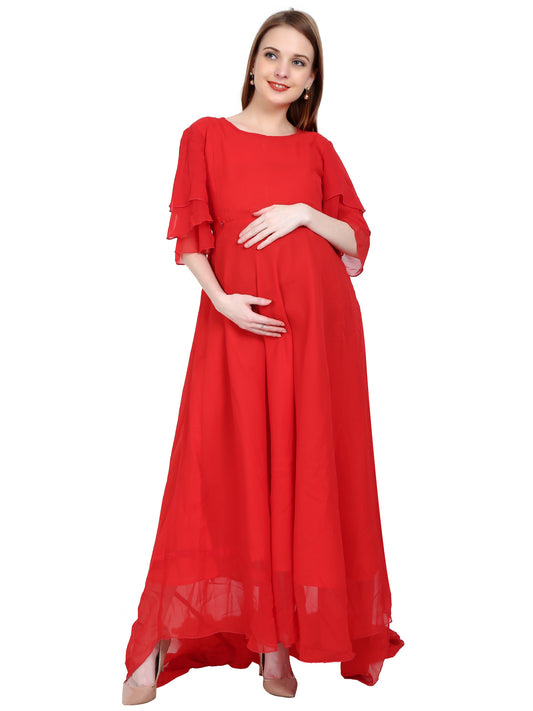 Maternity and Feeding Gown | Red | Fully Customisable  (Made to Order)