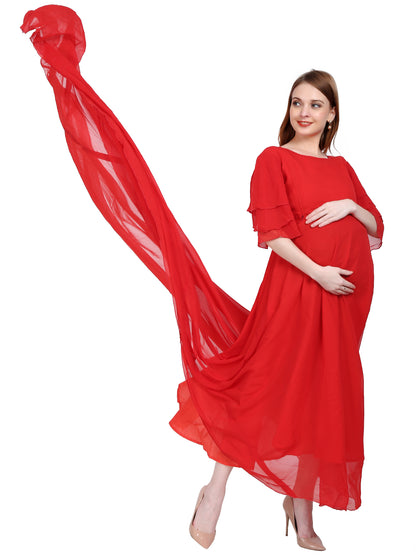 Maternity and Feeding Gown | Red | Fully Customisable  (Made to Order)