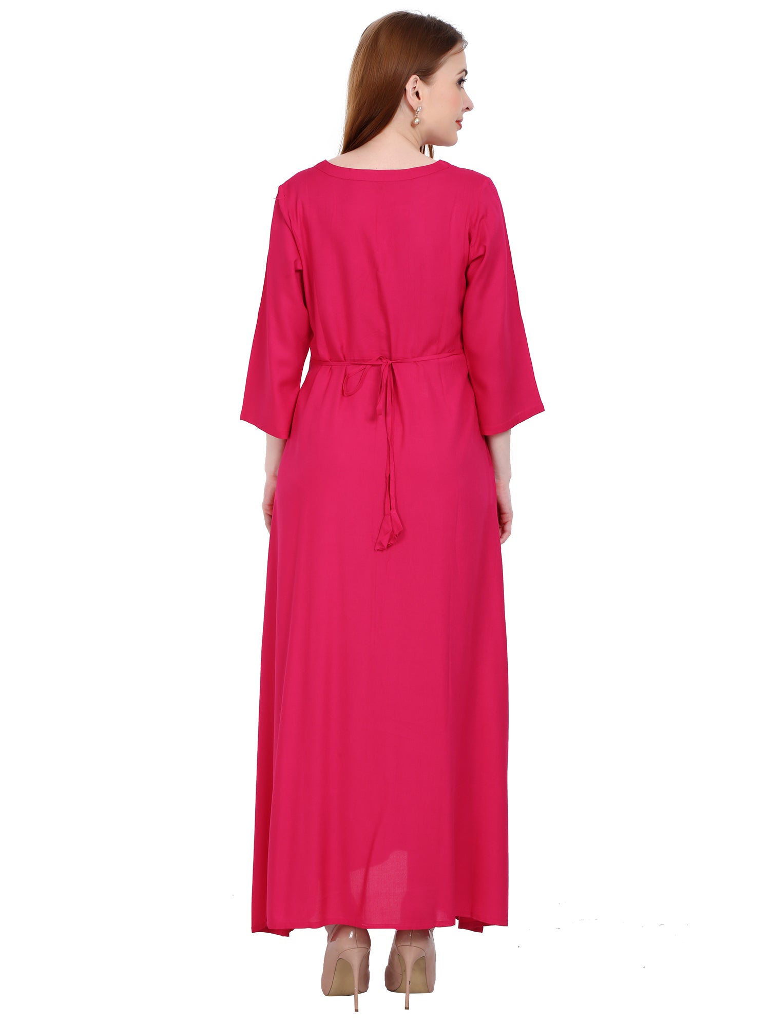 Rayon Pink Maternity and Feeding Dress with Cotton Lining