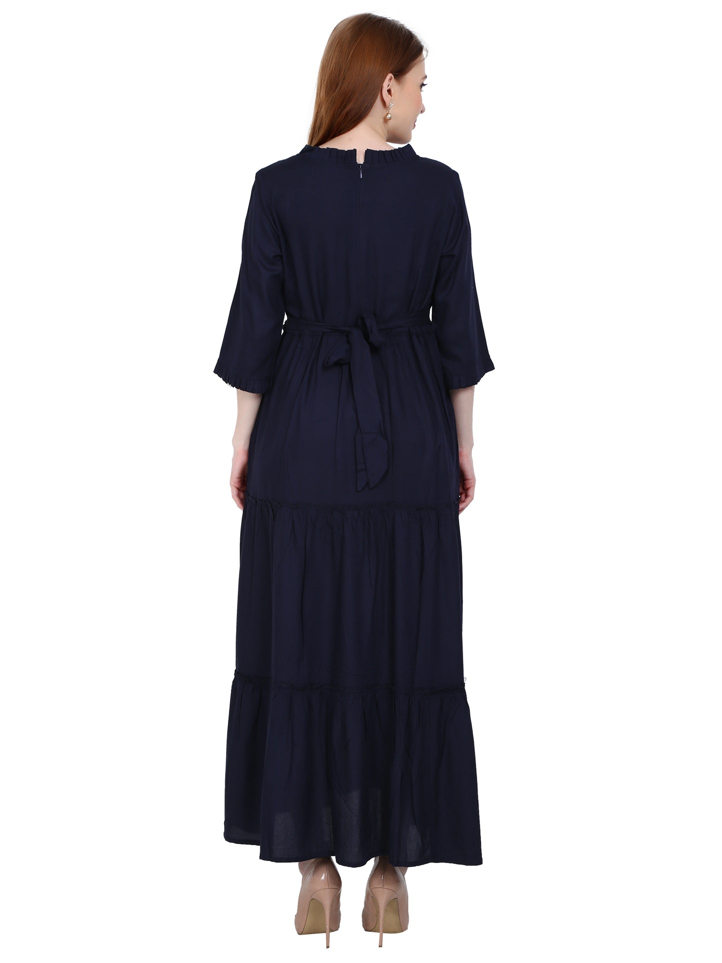 Maternity and Feeding Dress | Rayon Navy Blue Color | With Cotton Lining