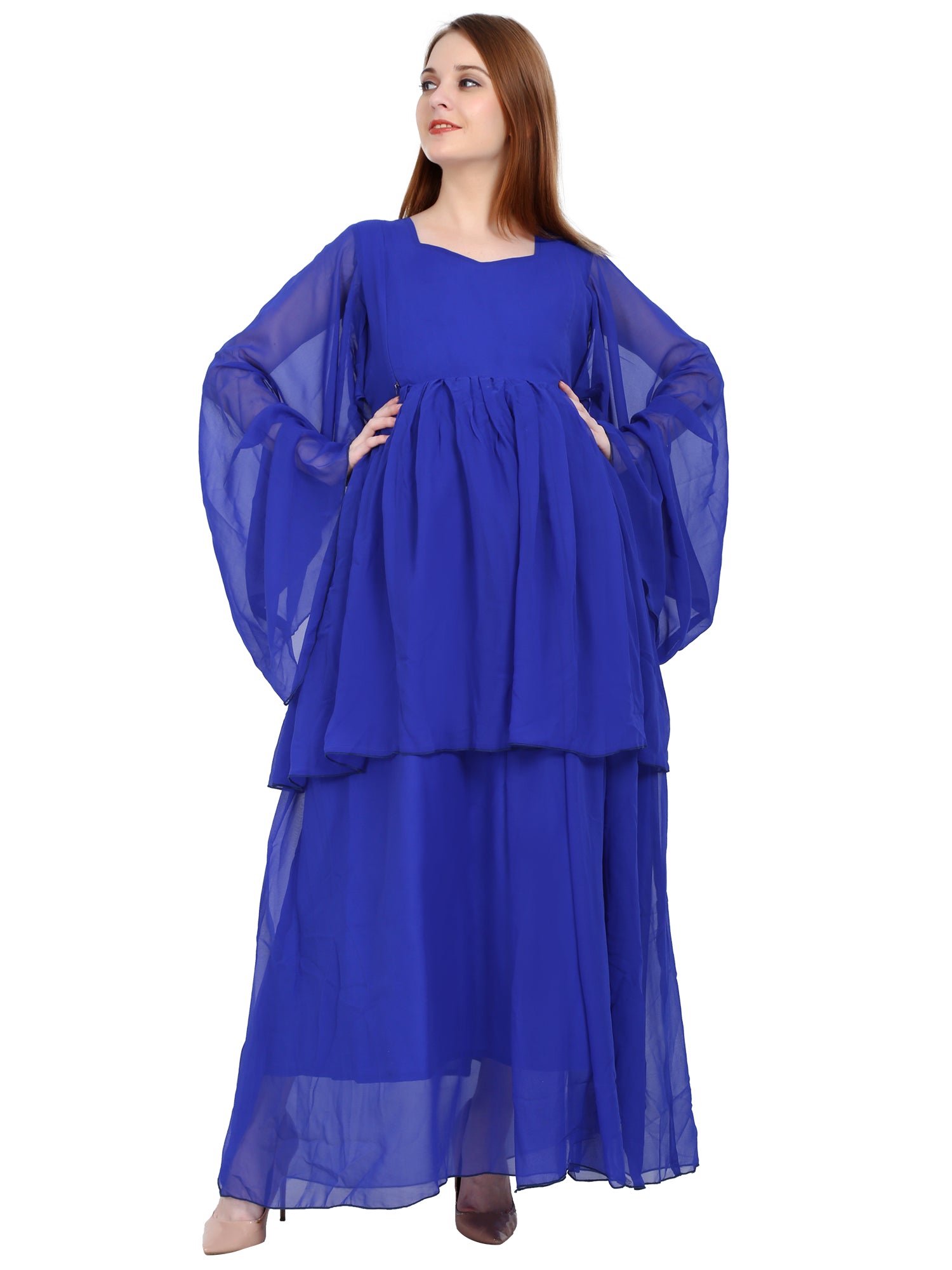 Made to Order Customised Royal Blue Maternity and Feeding Gown