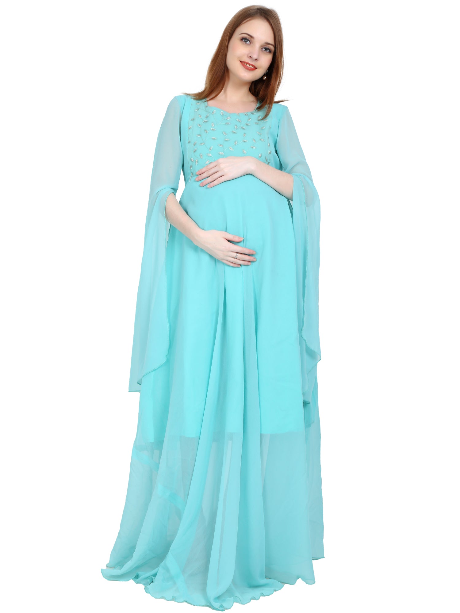 Light Green Maternity Baby Feeding Dress - ZERESOUQ.COM