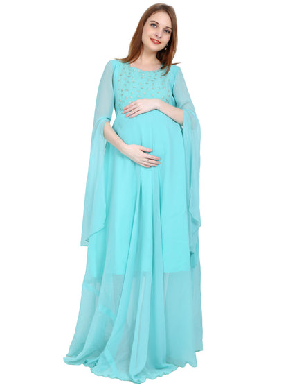Maternity and Feeding Gown | Pastel Blue | Fully Customisable (Made to Order)