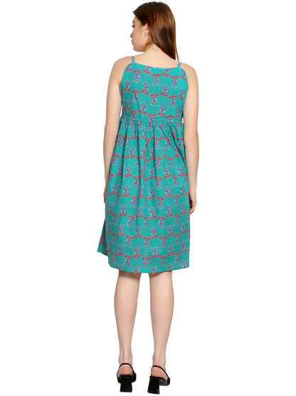 Maternity and Feeding Dress | Pure Cotton | Teal Summer Dress