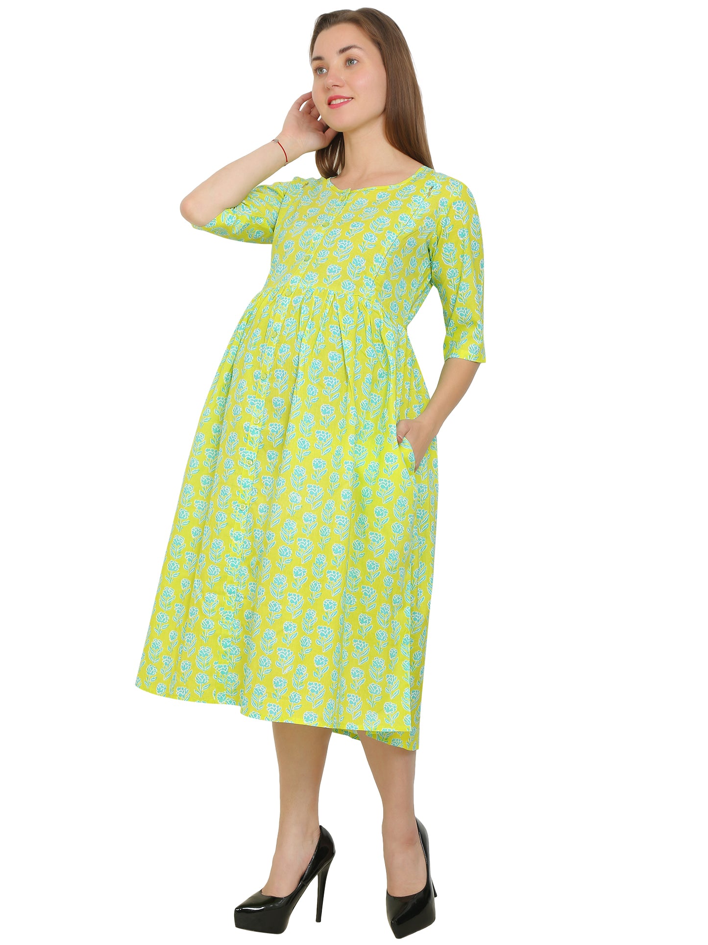 Maternity Kurti | Pure Cotton | Green Color  | Feeding Kurti | Pre and Post Pregnancy
