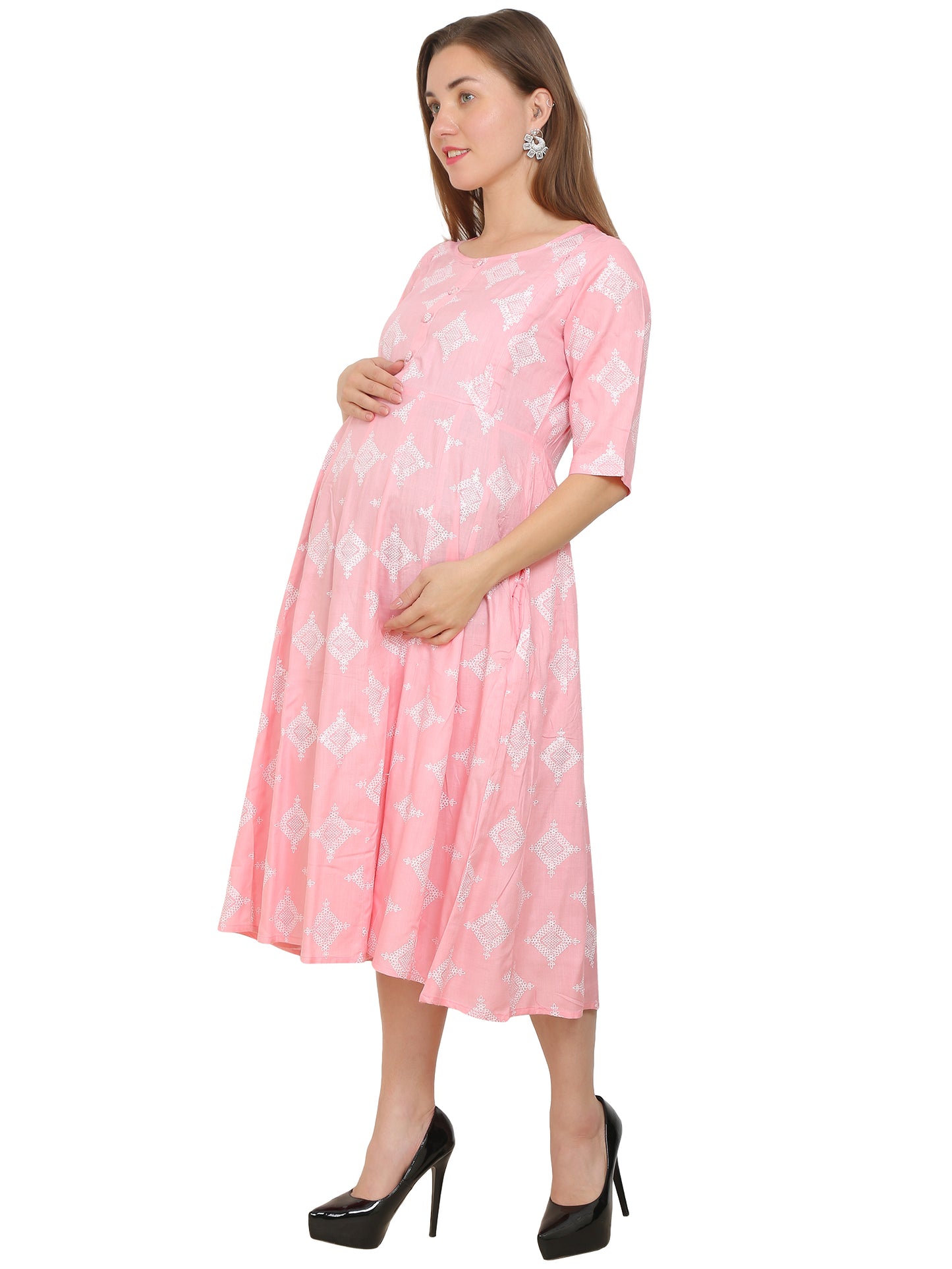 Maternity Kurti | Rayon Pink Color | Feeding Kurti | Pre and Post Pregnancy