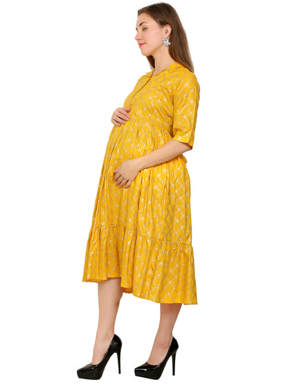 Maternity Kurti | Rayon Yellow Color | Feeding Kurti | Pre and Post Pregnancy