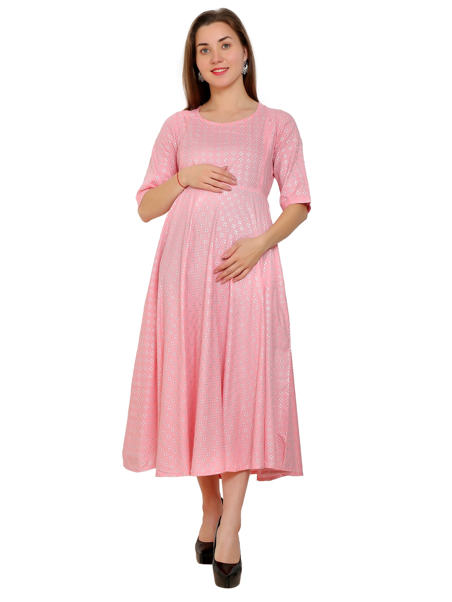 Maternity Kurti | Rayon Pink Color | Feeding Kurti | Pre and Post Pregnancy