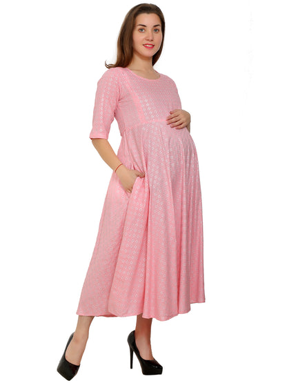 Maternity Kurti | Rayon Pink Color | Feeding Kurti | Pre and Post Pregnancy
