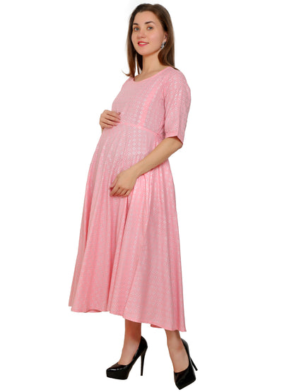 Maternity Kurti | Rayon Pink Color | Feeding Kurti | Pre and Post Pregnancy