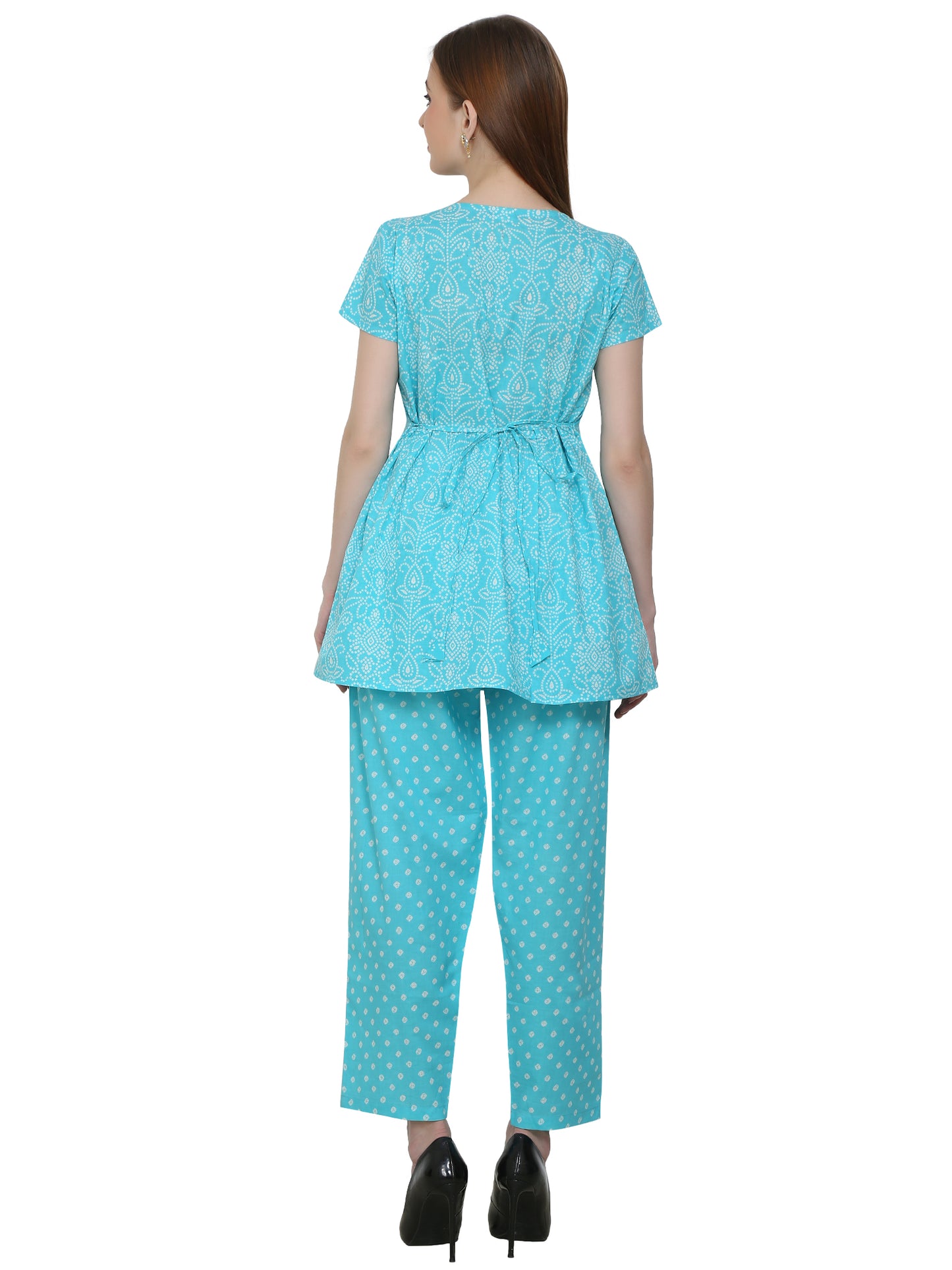 Maternity and Feeding Night Suit | Pure Cotton |  Teal