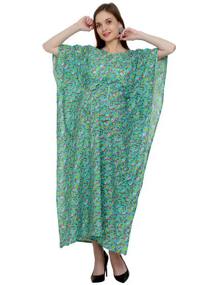 Maternity and Feeding Kaftan Full Length | Pure Cotton | Teal Color