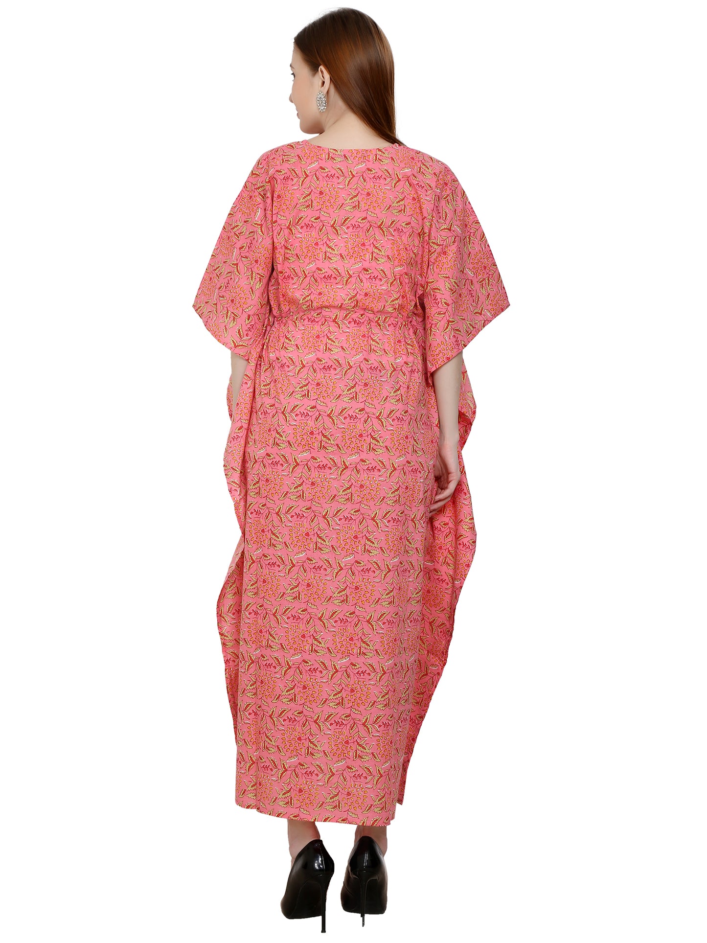 Maternity and Feeding Kaftan Full Length | Pure Cotton | Pink Color
