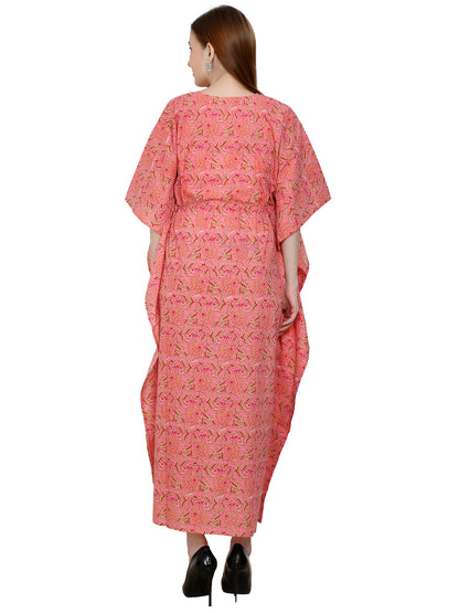 Maternity and Feeding Kaftan Full Length | Pure Cotton | Pink Color