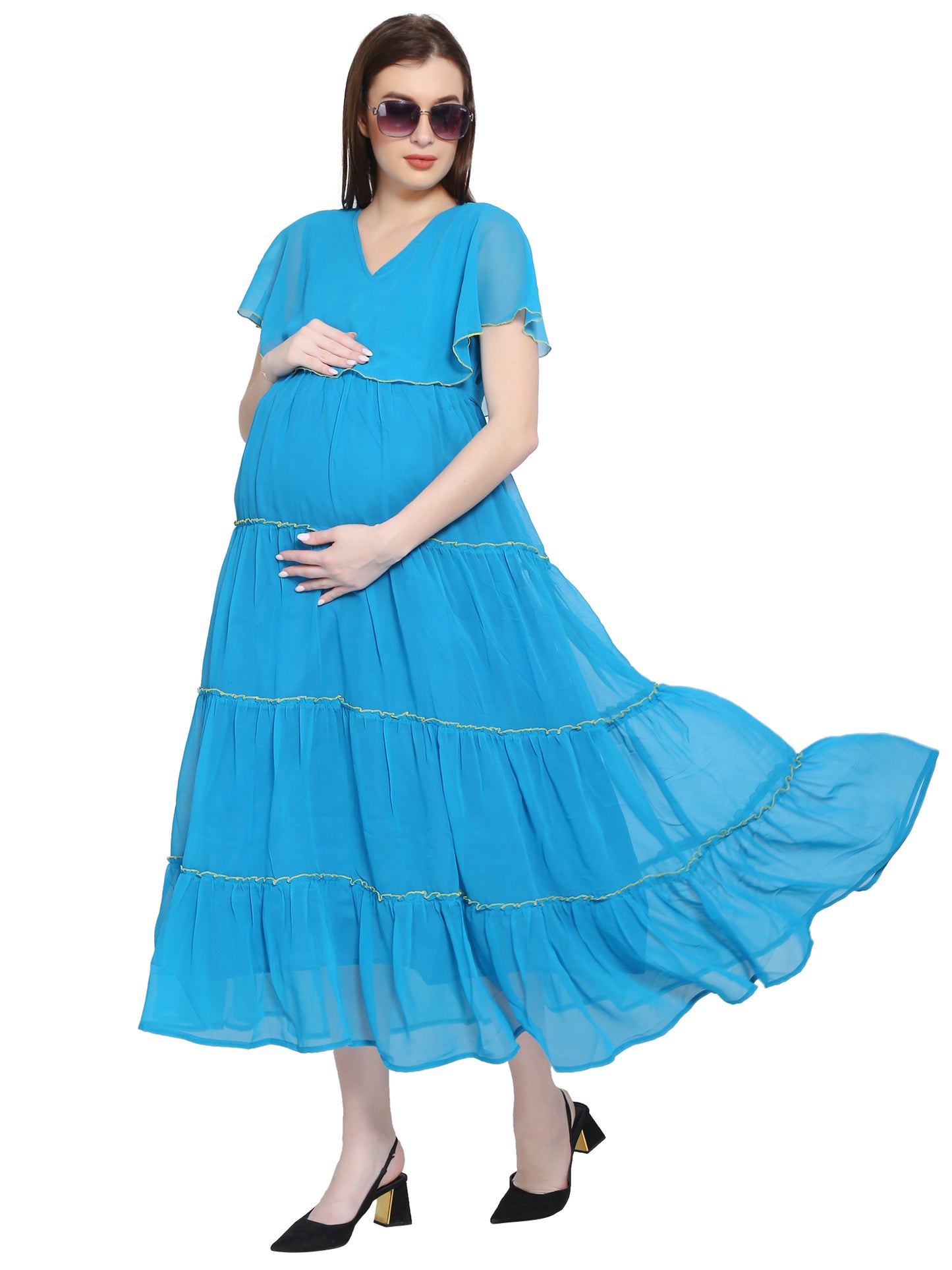 Maternity and Feeding Gown | Blue | Fully Customisable (Made to Order)