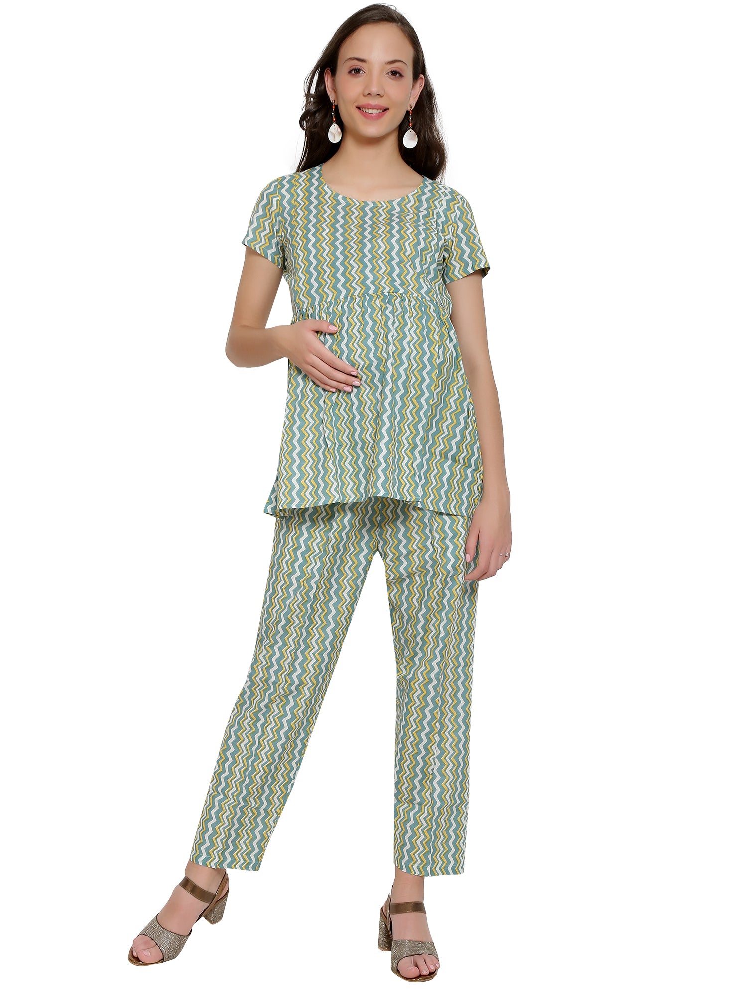 Pure Cotton Maternity and Feeding Night Suit