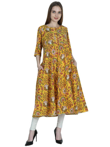 Yellow Pure Cotton Maternity and Feeding Kurti