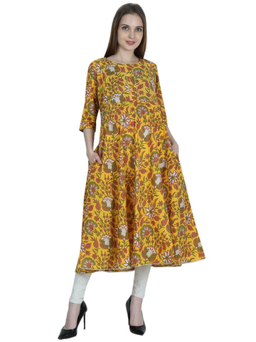 Yellow Pure Cotton Maternity and Feeding Kurti